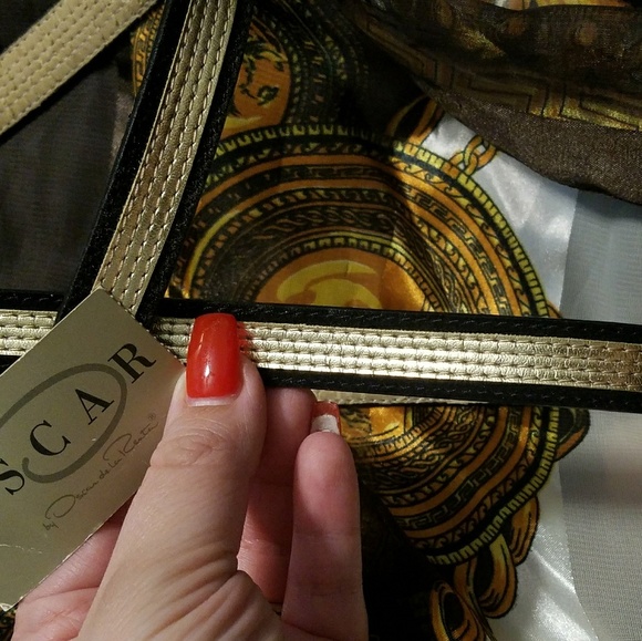 Vintage Oscar De La Renta Black/Gold Belt - Picture 3 of 8